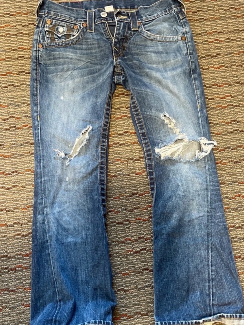 True Religion Men's Distressed Bootcut Jeans